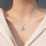 Sterling Silver Celtic Knot Necklace Rose Flower Pendant Good Luck Irish Jewelry for Women Gifts