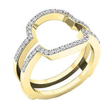 0.25 Carat (ctw) 14K Gold Round Natural Diamond Women Wedding Band Enhancer Guard Double Ring 1/4 CT