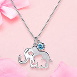 Mother's Birthday Gift Necklace S925 Sterling Silver elephants CZ Mom Necklace for Women