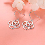 S925 Sterling Silver Celtic Knot Earrings for Women Irish Good Luck Drop Dangle Hook Earrings
