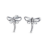 Tiny Garden Insect Dragonfly Stud Earrings For Women For Teen 925 Sterling Silver