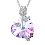 Silver Heart Flower Pendant Necklace
