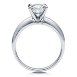 Rhodium Plated Sterling Silver Princess Cut Cubic Zirconia CZ Solitaire Engagement Ring