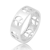 925 Sterling Silver Cut Open Peace Sign Symbol Polished Finish Unisex Band Ring