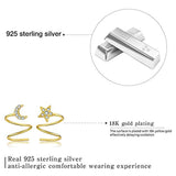 925 Sterling Silver Cubic Zirconia Earrings Moon Star Asymmetry Wrap Earrings Cuff Earrings Hypoallergenic Earrings for Women