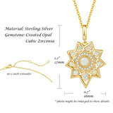 October Birthstone Yellow Gold Plated Sterling Silver Created Fire Opal Starburst Necklace Cubic Zirconia Statement Fine Jewelry for Women 16+2 inch Extender