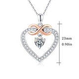 925 Sterling Silver Love Heart Infinity Pendant Necklace for Women