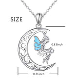 S925 Sterling Silver Angel Baby Fairy Moon Jewelry Pendant Necklace for Women Princess Gifts,18 inches
