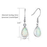 Sterling Silver Opal Dangle Earrings White Teardrop Drop Earrings October Birthstone Fine Jewelry for Women Girls
