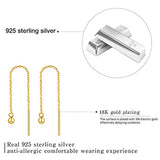 925 Sterling Silver Minimalism Tiny Ball Dangle Chain Earrings Threader Tassel Earrings Hypoallergenic Drop Earrings Jewelry for Women and Girls