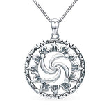 TANGPOET 925 Sterling Silver Viking Sun Pendant Necklace Viking Jewelry for Women and Men