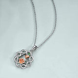 Sterling Silver Celtic Knot Necklace Rose Flower Pendant Good Luck Irish Jewelry for Women Gifts