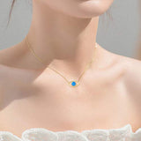 925 Sterling Silver Evil Eye Necklace Blue Opal Jewelry for Women