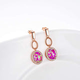 Sterling Silver Pink Opal Oval Drop Earrings, Opal Drop Earrings for Girls Women