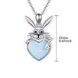 Bunny Necklace Opal Love Heart Pendant 925 Sterling Silver Rabbit Necklace Jewelry Necklaces for Women