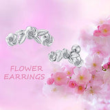 Sterling Silver Flower Studs Earrings Flower Jewelry for Women
