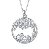 Silver Elephant Tree Of Life  Necklace 