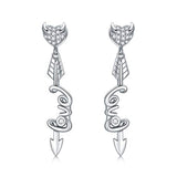 Silver Devil Heart with Arrow Studs Earrings 