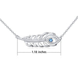 Sterling Silver Blue Evil Eye Peacock feather  Animal Pendant Necklace for Women