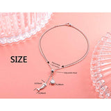 Mother's Gifts Shell Fish Bones Dangle Anklet for Women S925 Sterling Silver Adjustable Foot Beads Star Ankles Bracelet Jewelry 9 10 Inches Birthday Gift Easter Jewelry