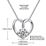 925 Sterling Silver Cubic Zirconia Heart Necklaces Forever Lover  Pendant Gifts for Women Wife