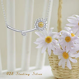 Daisy Necklace for Women,925 Sterling Silver Flower Pendant Simple Sunflower Jewelry, Clavicular Fashion Gift for women
