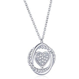 Sterling Silver White Gold-Plated heart CZ Pendant Necklace for Women,18 inches