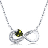 Silver Infinity Heart Cubic Zirconia Friendship Pendant Necklace