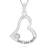 I Love You Mom Heart Pendant Necklace