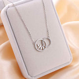 Mother and Daughter Necklace 925 Sterling Silver Infinity Double Circles and Leaf Necklace Jewelry for Women