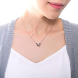 Rose Gold Flashed Sterling Silver Enamel Cubic Zirconia CZ Butterfly Fashion Pendant Necklace