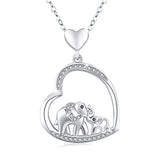 Silver elephant Necklace Heart Pendant