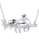 Silver Mama Sloth Bear Necklace