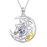 Silver Moon Unicorn Necklace 