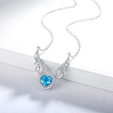 925 Sterling Silver Endless Love Angel Wing Double Heart Birthstone Pendant Necklace Jewelry for Women