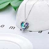 I Love You Forever Necklace 925 Sterling Silver Heart Pendant Necklace with Purpe Heart Crystal Jewelry Gifts for Women Girlfriend Birthday Christmas Anniversary Wife Wedding Girls