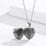 Love Heart Locket Necklace That Holds Pictures Sterling Silver Photo Lockets Cubic Zirconia Pendant Jewelry Gift for Women