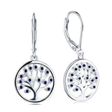 925 Sterling Silver Cubic Zirconia Tree of Life Earrings