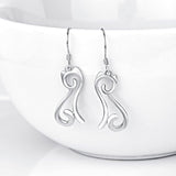 925 Sterling Silver Cat dangle Earrings animal memorial jewelry gifts for Women