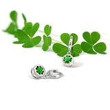 Irish Lucky Celtic Four Leaf Clover Green Glass Drop Dangle Earrings For Women For Graduation 925 Sterling Silver