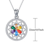 Mesh Flower Pendant Necklace for Women Girls,925 Sterling Silver Flower Pendant Necklace Cubic Zirconia Colorful Pendant Jewelry Gift for Mom/Wife/Daughter/Grandma/Girlfriend