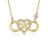 Silver Cubic Zirconia Infinity Heart Pendant Necklace