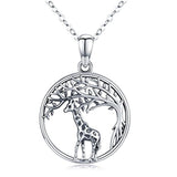 Silver Tree of Life Giraffe Necklace 