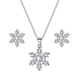 Snowflake Flower Necklace Stud Earrings Set