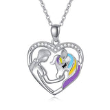 Silver Horse Rainbow Pendant Necklace