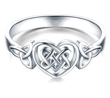 925 Sterling Silver Ring Celtic Knot Heart High Polish Tarnish Resistant Eternity Wedding Band Stackable Ring