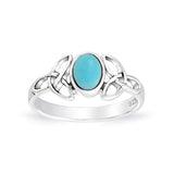 Celtic Trinity Knot Triquetra Ring For Teen Band Blue Stabilized Turquoise 925 Sterling Silver Ring December Birthstone
