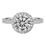 Silver Round Halo  Central Moissanite Engagement Ring 