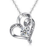 Silver CZ Heart-Shape Messages Pendant Necklace