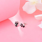925 Sterling Silver Cute Animal Panda Bear Stud Earrings for Women Girls Birthday Gift